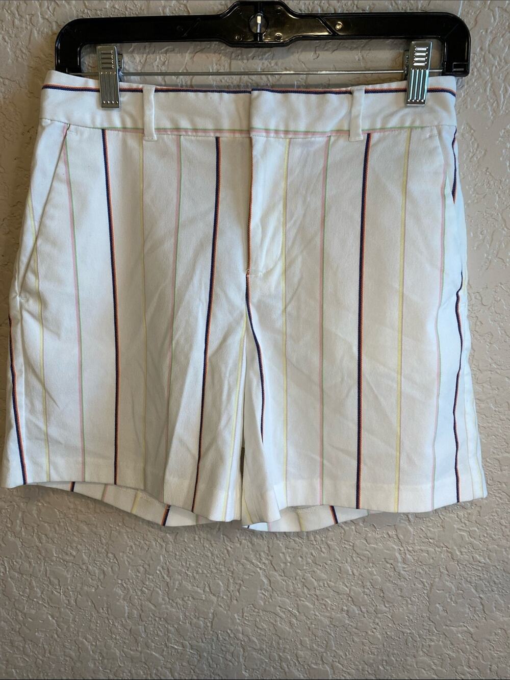 Banana Republic White multicolor striped trouser shorts size 0 inseam 5”